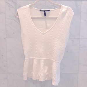 BCBG White Knit Flare Sleeveless Top